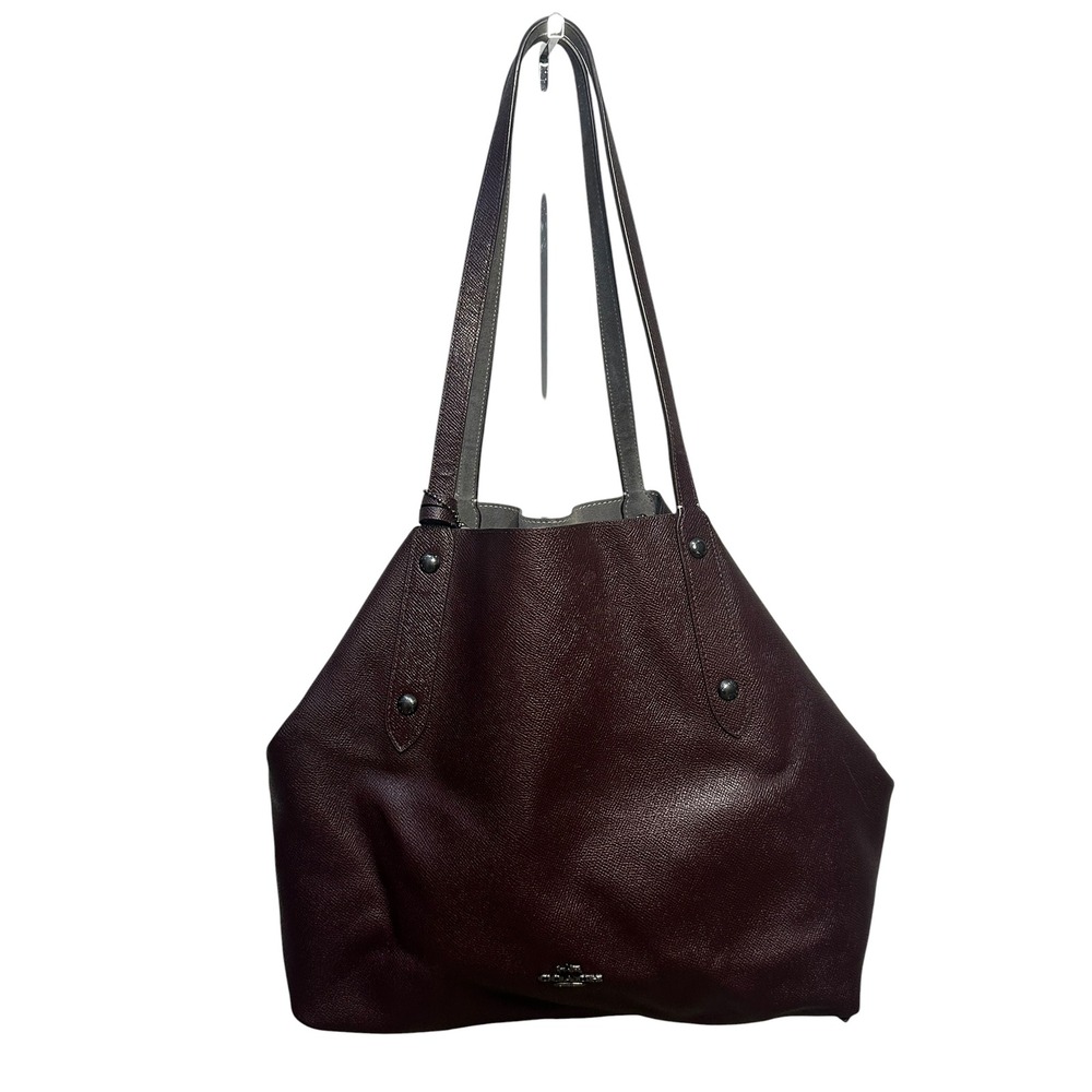 Vintage COACH Central Tote Bag Large Oxblood Burgundy Leather Shoulder B 5950